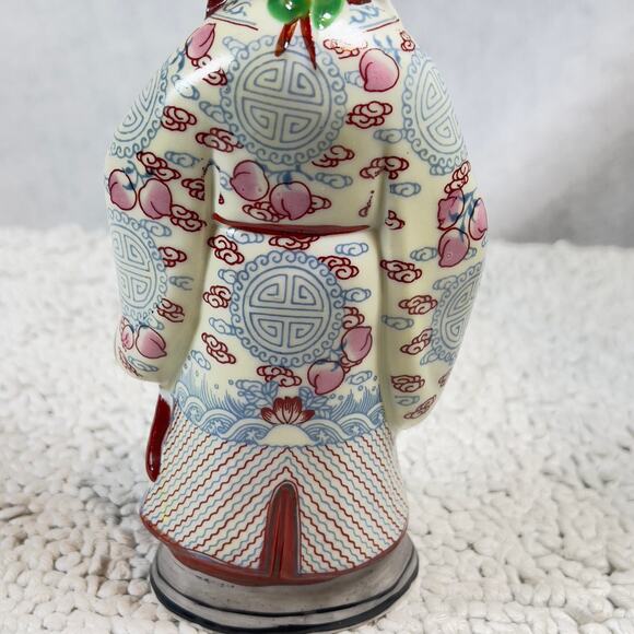 Chinese Famille Rose Porcelain Shou Lao Statue Shou Xing God Of Longevity 6.5” - Picture 8 of 11